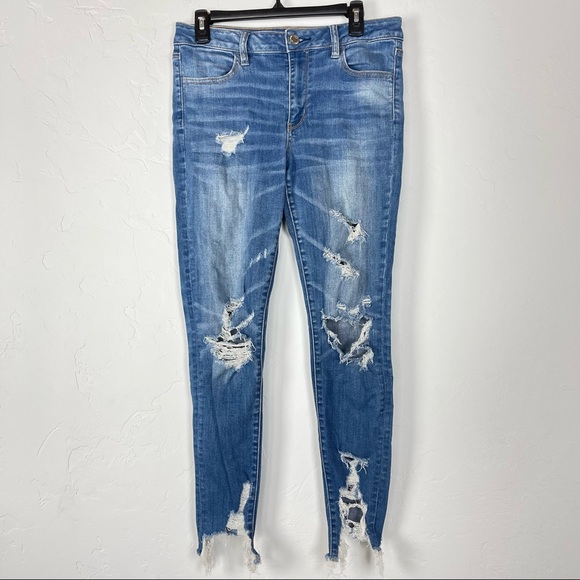 American Eagle Outfitters Denim - American Eagle Outfitters Hi Rise Jegging Denim Jeans Holes Ripped Distressed